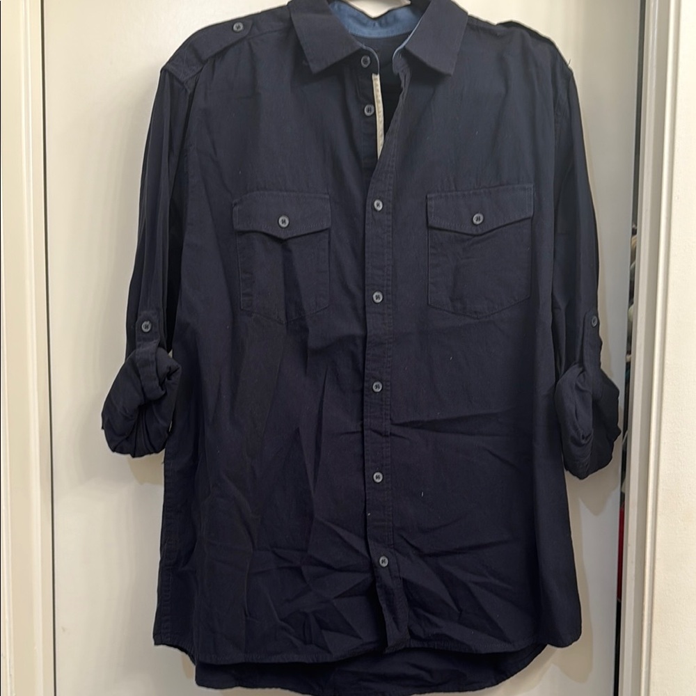 H&M Navy Button-Up Shirt
